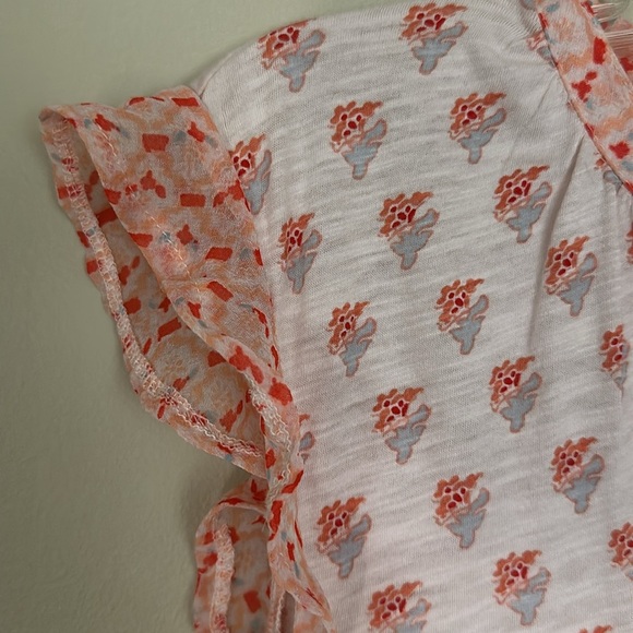 Lucky Brand Pink Floral Blouse with Ruffle Sleeves - Picture 3 of 4